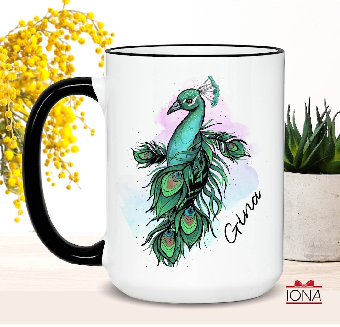 Peacock Mug Peacock Gift for Women Personalized Peacock Coffee Cup ...