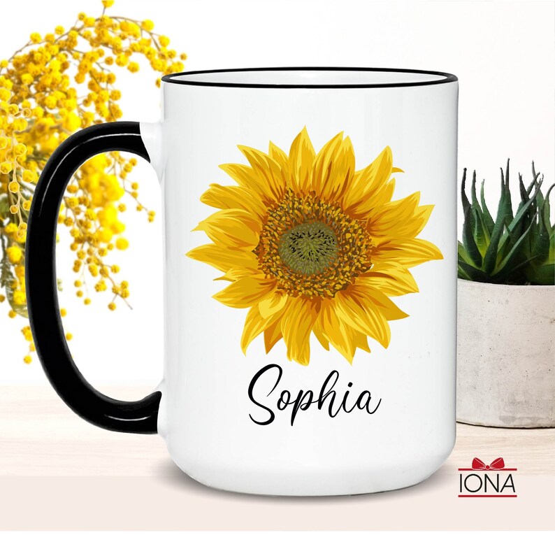 Sunflower Mug, Personalized Sunflower Lover Gift, Sunflower Coffee Mug, Sunflower Tea Cup, Sunflower Gifts For Her, Sunflower Gifts Women image 7