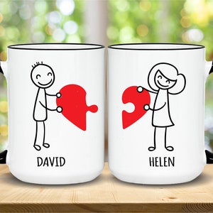 Couple Coffee Mugs, Couple Gift, Girlfriend Gifts, Romantic Gifts for Boyfriend, Custom Couple gift,Funny Gift for him, Valentine Couple Mug image 4