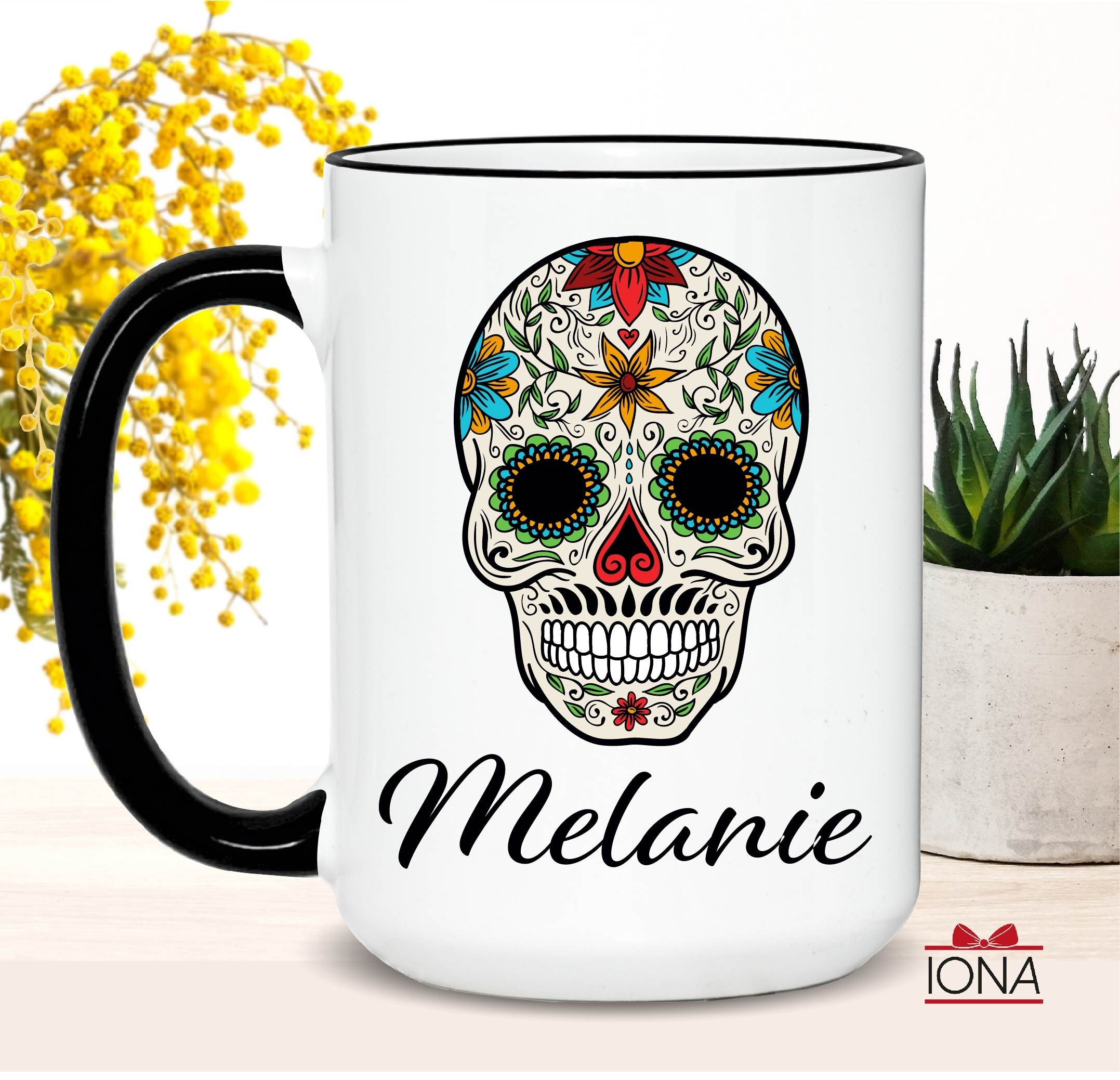 Sugar Skull Mug Custom Sugar Skull Coffee Mug Personalized Etsy