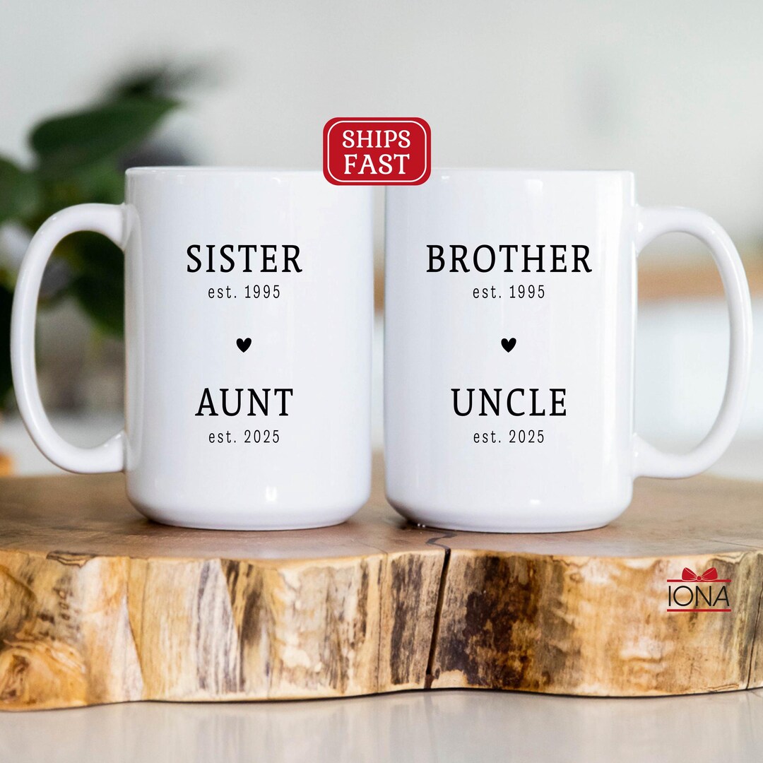 Aunt and Uncle Announcement Mug Set: Elegant Pregnancy Reveal Gift - Etsy