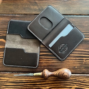 Slim Leather Wallet - Hand Made Front Pocket Wallet, Minimalist Wallet Card Holder. Groomsmen, Anniversary, Valentine Day Gift For Him