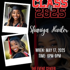 Red and Black Graduation invitation Template