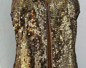 Sequin Vest Gold