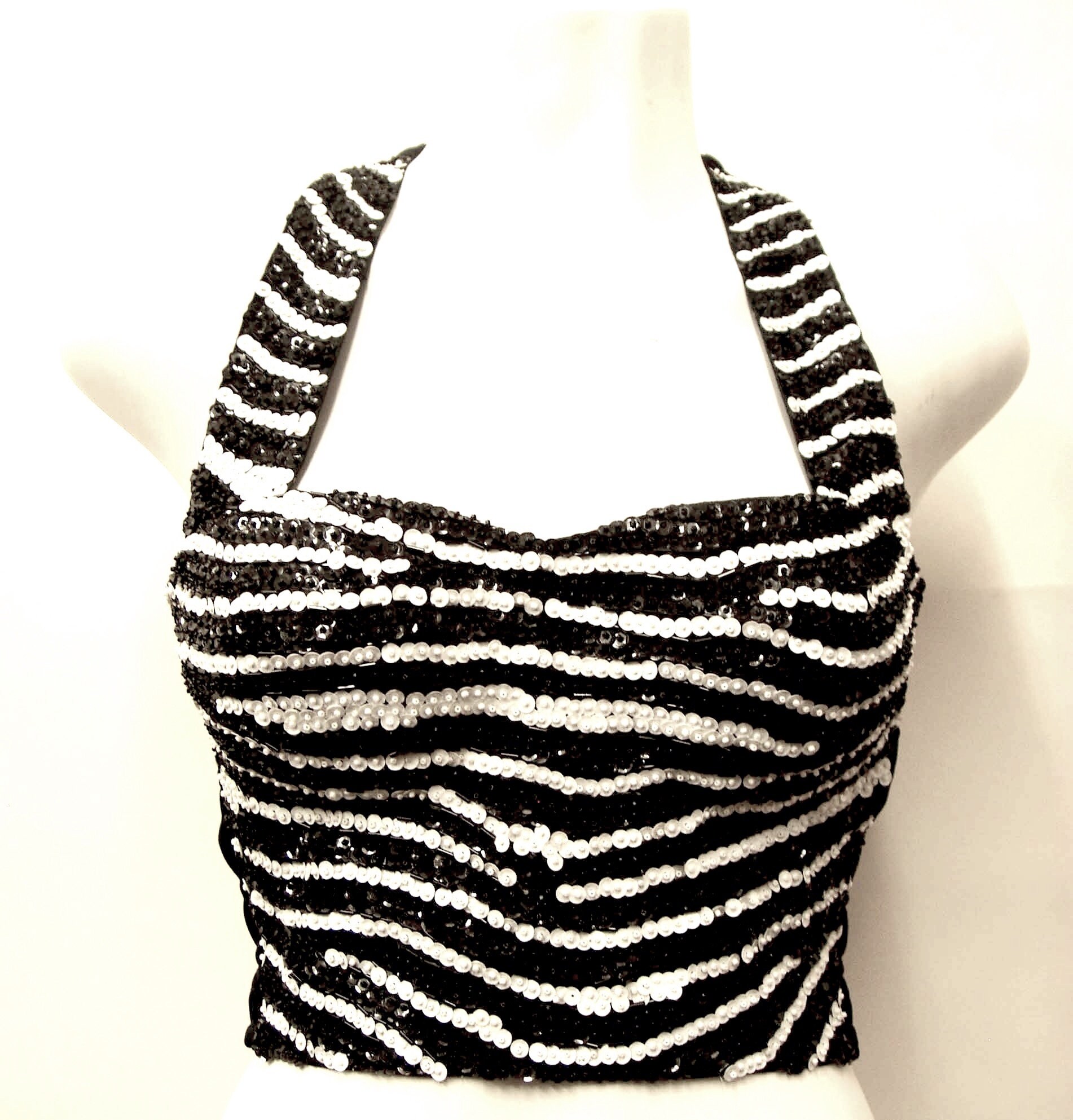 Sequin Bustier Halter Top ZEBRA HIDE Etsy