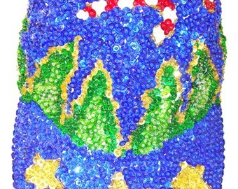 Sequin Baseball Cap BLUE CHRISTMAS CANDY