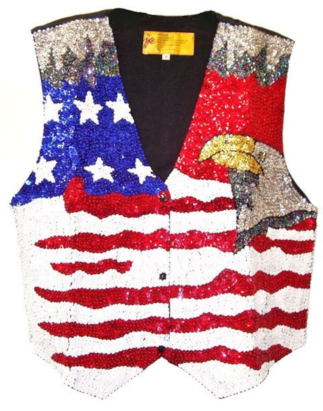 Sequin Vest USA With EAGLE Etsy UK
