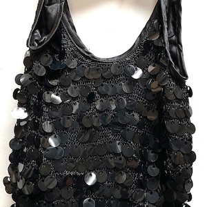 Sequin Crochet Handbag Black