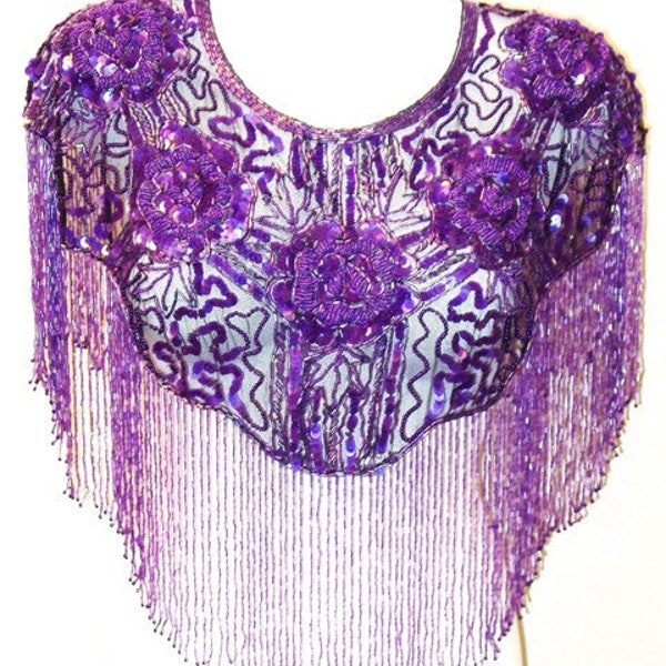 Sequin Shawl/Wrap with Fringes PURPLE