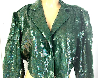 Sequin Blazer Olive Green