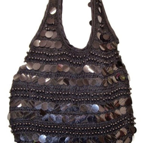 Sequin Crochet Sac à main NOIR #SP109