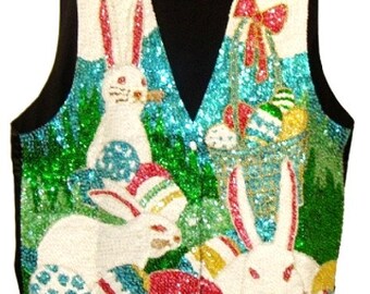 Sequin Vest EASTER BUNNY Size 2X