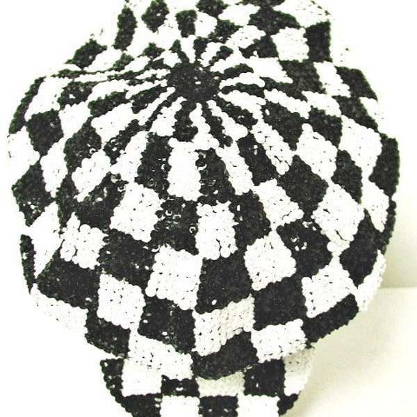 Sequin Brando Cap BLACK & WHITE CHECKERED