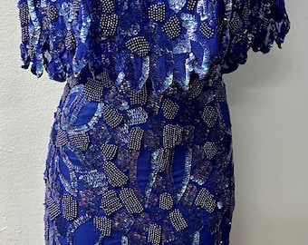 Sequin Evening Dress Blue