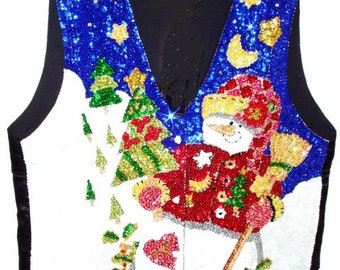 Sequin Vest SNOWMAN BLUE