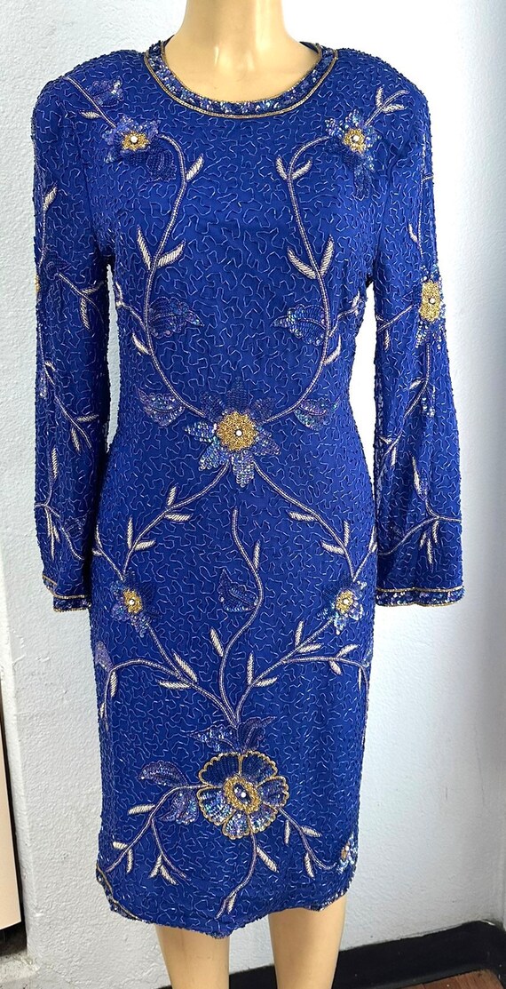Blue beaded dress hotsell