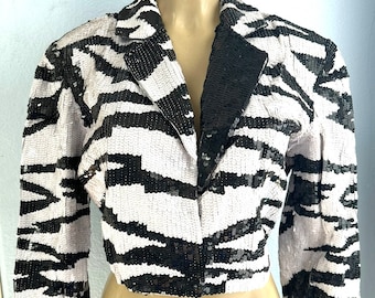 Sequin Blazer Zebra