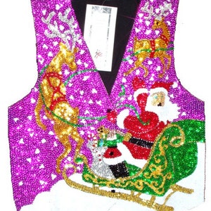 Sequin Vest SANTA'S SLEIGH PURPLE