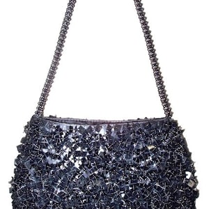 Sequin Beaded Purse BLACK