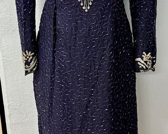 Sequin Elegant Evening Dress Navy Blue size 10 only