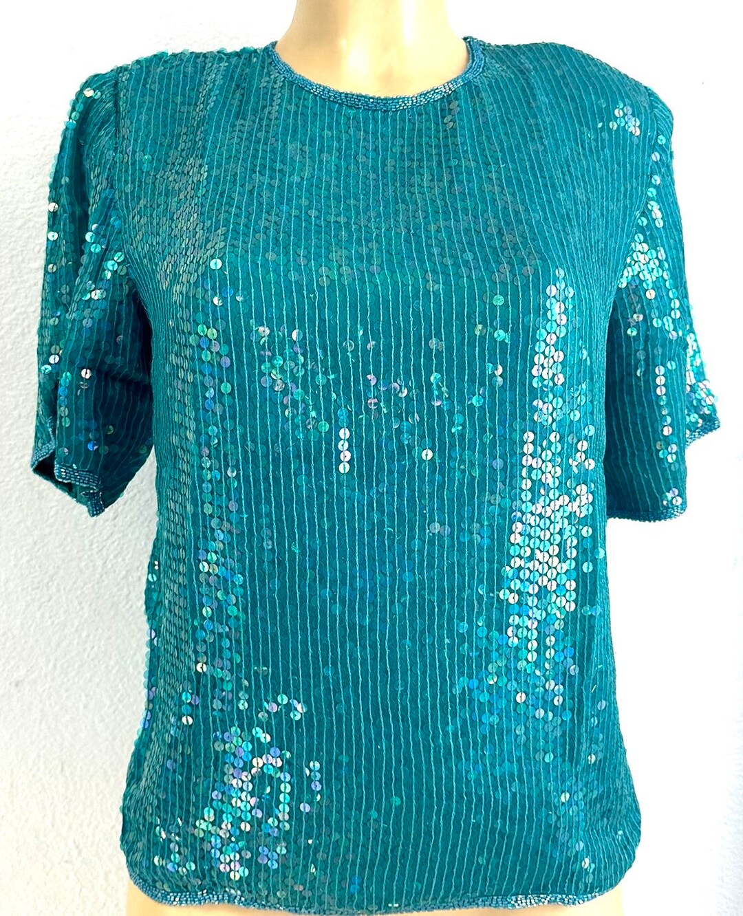 Sequin Top Turquoise - Etsy