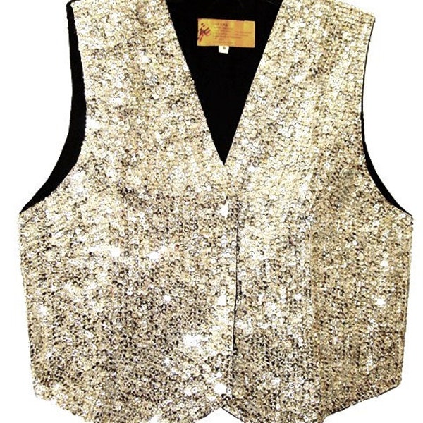 Silver Sequin Vest Women Etsy