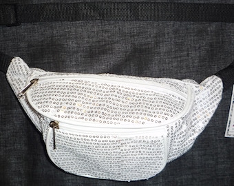 Sequined Fanny Pack White/Silver