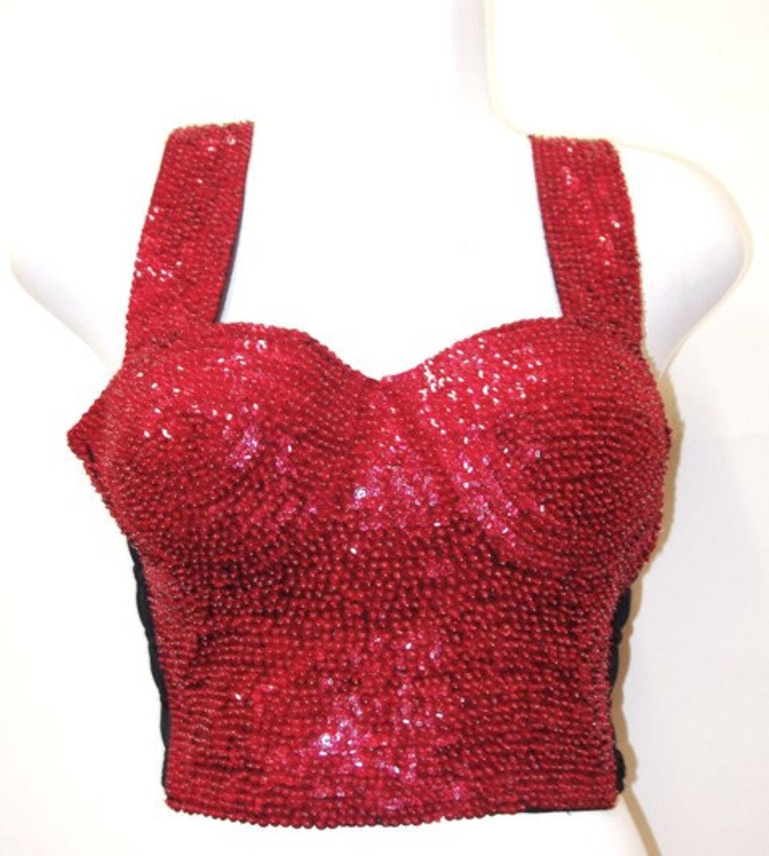 Sequin Bustier Halter Top RED size XL Only Etsy