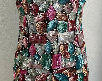 Sequin Cocktail Dress Multi Color