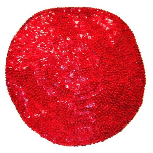 Sequin Beret Style Cap RED
