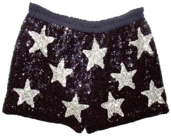 Short à sequins NOIR avec étoiles argentées