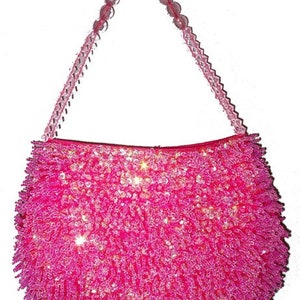 Sequin Beaded Purse FUSHIA