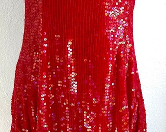 Sequin Evening Hand-beaded Dress RED