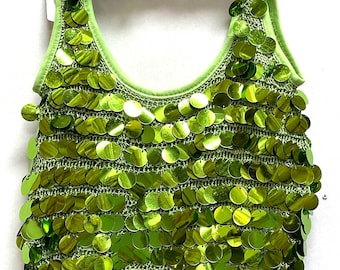 Sequin Crochet Handbag Lime Green