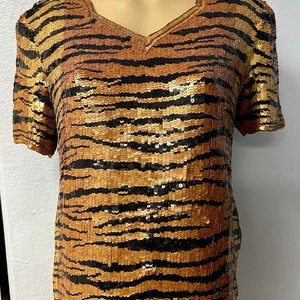 Sequin Top Tiger Design size L only