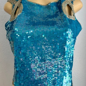 turquoise sequin top