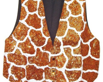Vintage 90s Giraffe Print Vest Large - Etsy