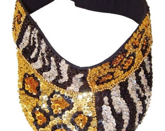 Sequin Sun Visor TIGER LEOPARD