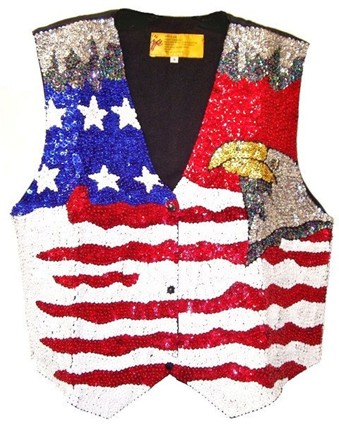 Chaleco Lentejuelas USA con EAGLE Talla Niños niño hasta 6 Etsy España