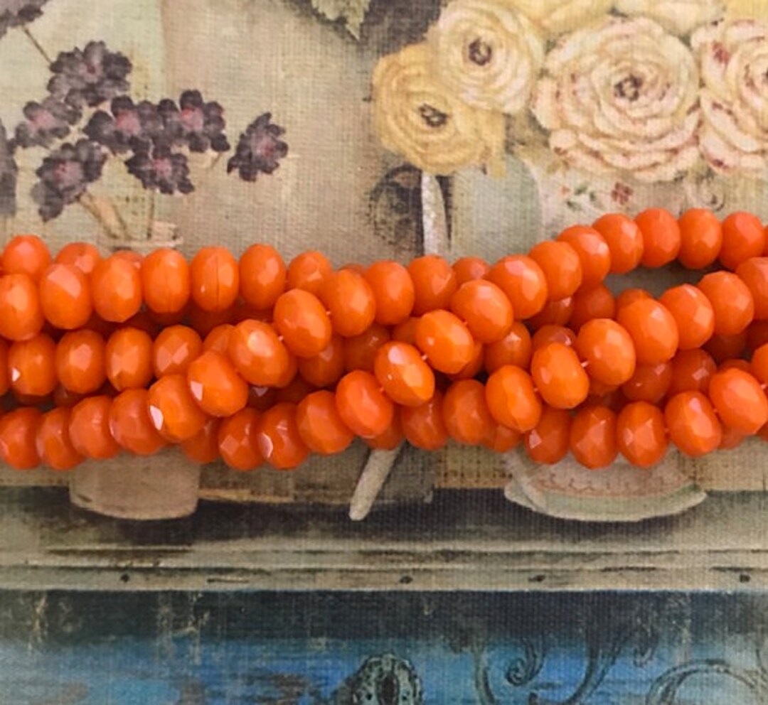 Vintage Glass Beads, 9x6mm Faceted Rondelle Glass Beads, Chez Beads