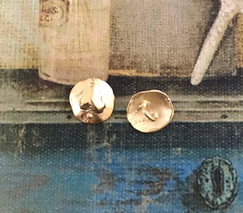 Made in USA 12mm Buttons Vermeil Heart Button 2 Vermeil Gold Buttons Gold Round Buttons