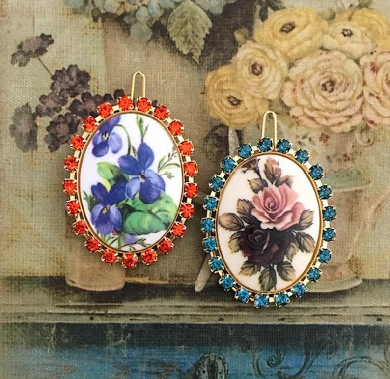 Made in USA Vintage Rhinestone Setting 40x30mm Cabochon Settings Vintage Cabochon Setting