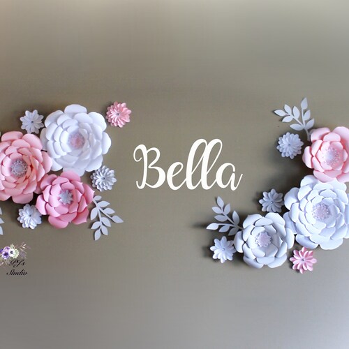 Baby girl nursery decor paper flower wall decor floral decor girls floral room decor pink paper flowers floral wall decal pink nursery decor