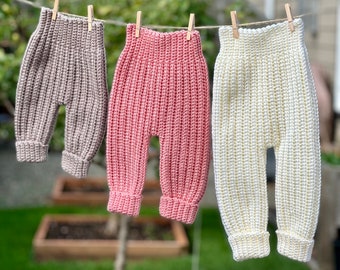 Crochet Baby Jogger Pants: Handmade Cuffed Leggings (NB-9 Months)