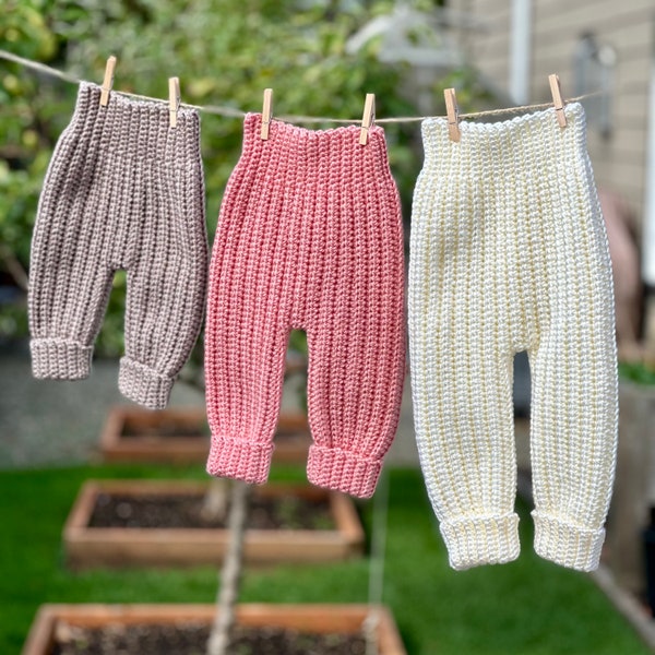 Crochet Baby Jogger Pants: Handmade Cuffed Leggings (NB-9 Months)