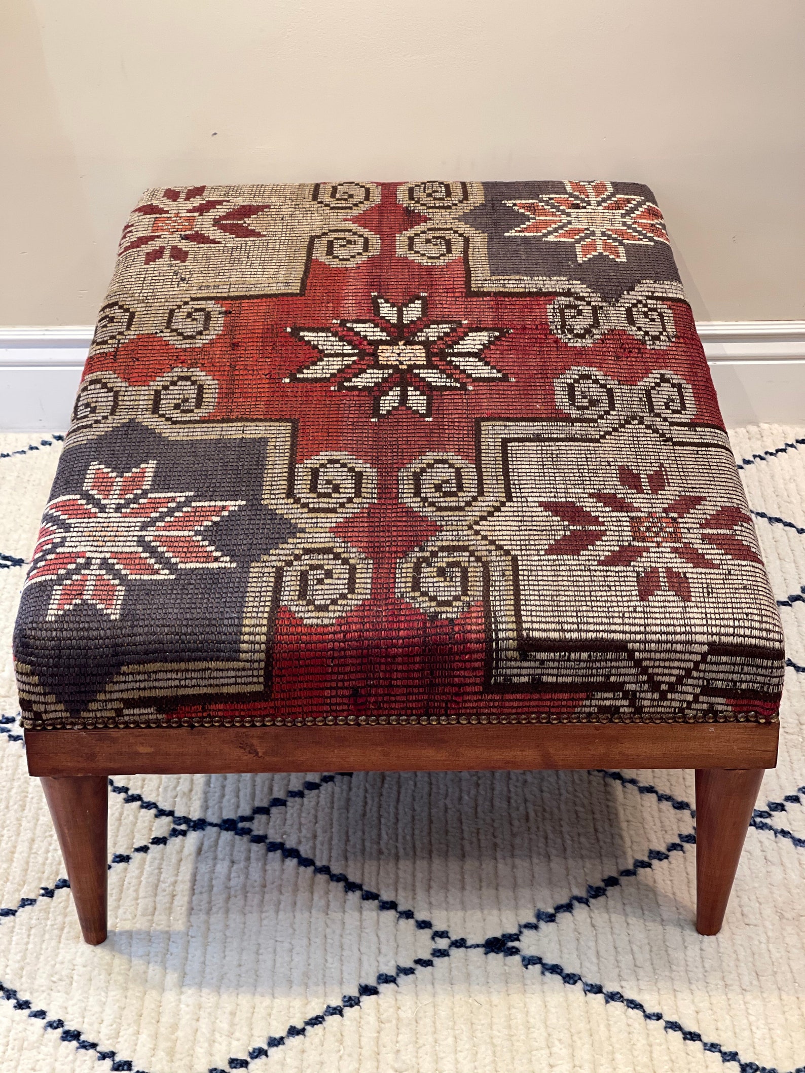 Kilim Ottoman Coffee Table Ottoman Chair Vintage Footstool Etsy