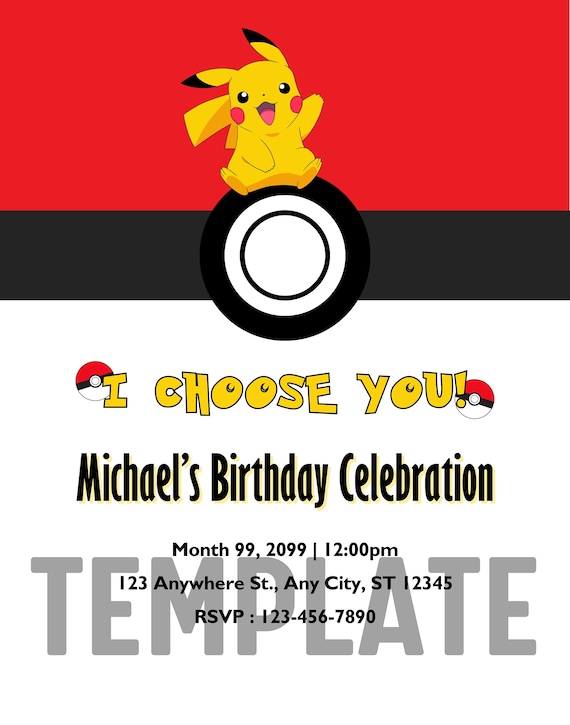 Pokemon Birthday Party Invitation Canva Template - Instant Editable Link -  Etsy