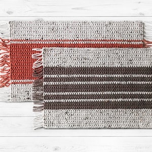 Crochet Striped Placemat Set Pattern • Thanksgiving 11 x 18 Placemats • Crochet Rectangle Fall Placemats • Fall Decor