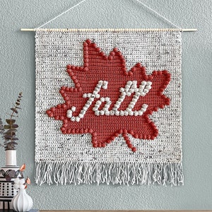 Crochet Fall Leaf Wall Hanging Pattern • Fall Leaves Pattern • Autumn Plant Wall Hanging • PDF Digital Download
