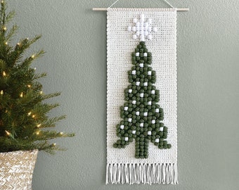 Crochet Christmas Tree Wall Hanging Pattern • Christmas Holiday Crochet Patterns • Evergreen Tree Wall Hanging Pattern